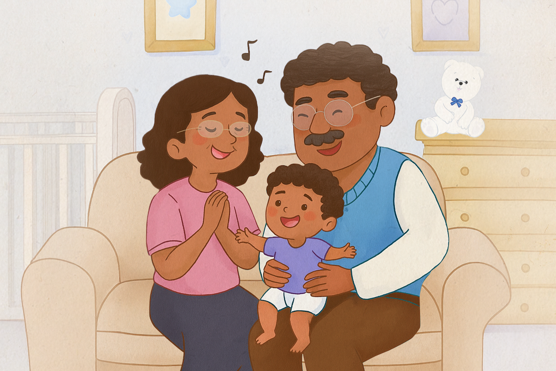 Abuelos con su nieto.