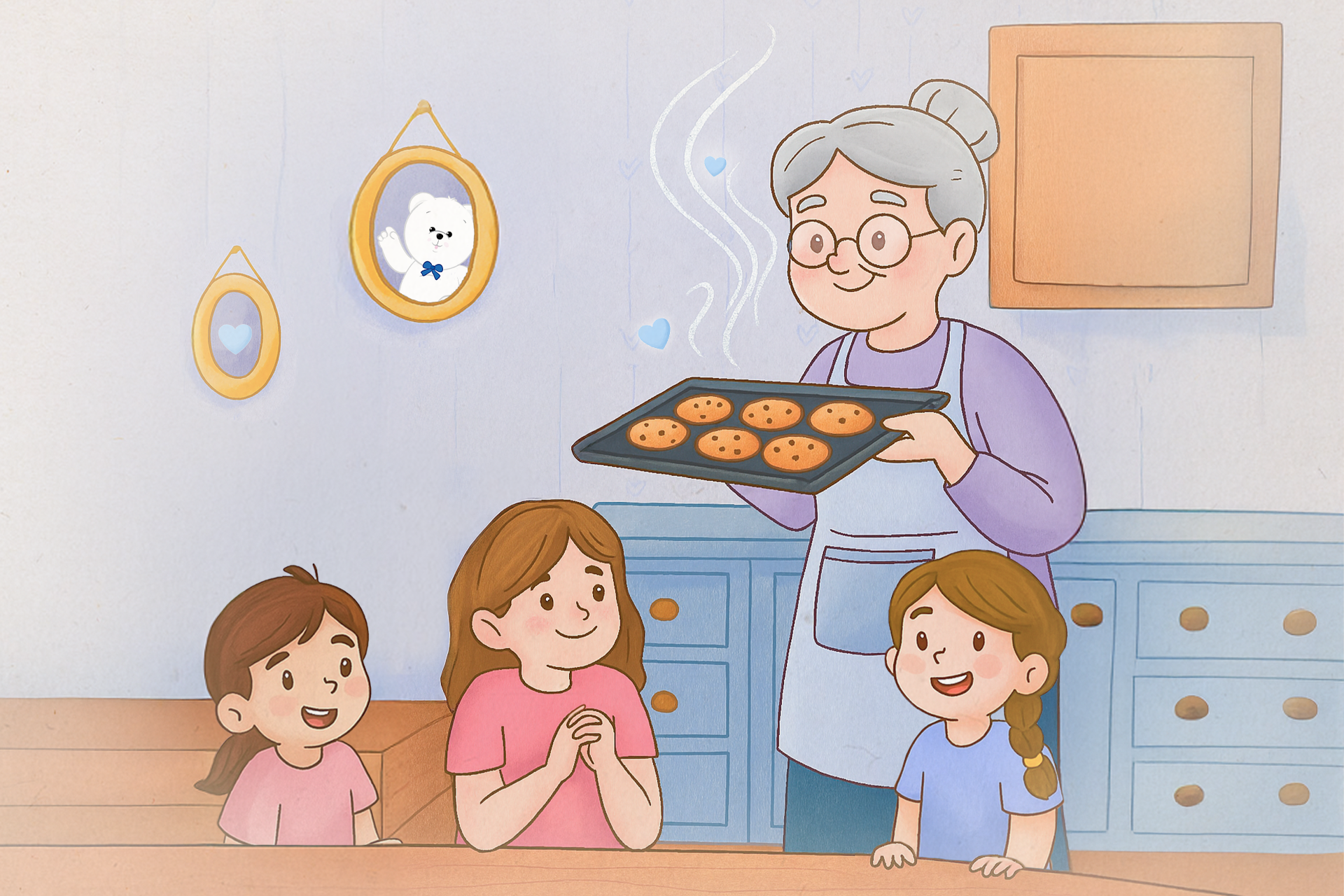 Abuela haciendo galletas con su nieta.